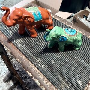 Vibrant Ceramic Elephant Figurines